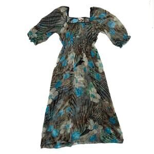 Aryeh Sheer Floral Maxi Dress Vintage Y2K Multicolor Women's Medium Medieval